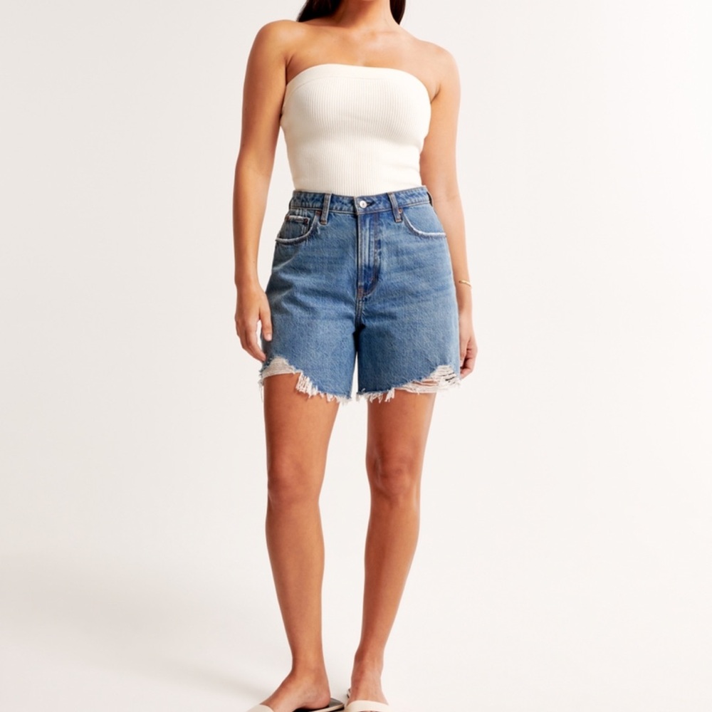 Abercrombie & Fitch Curve Love Women's Blue Denim Shorts